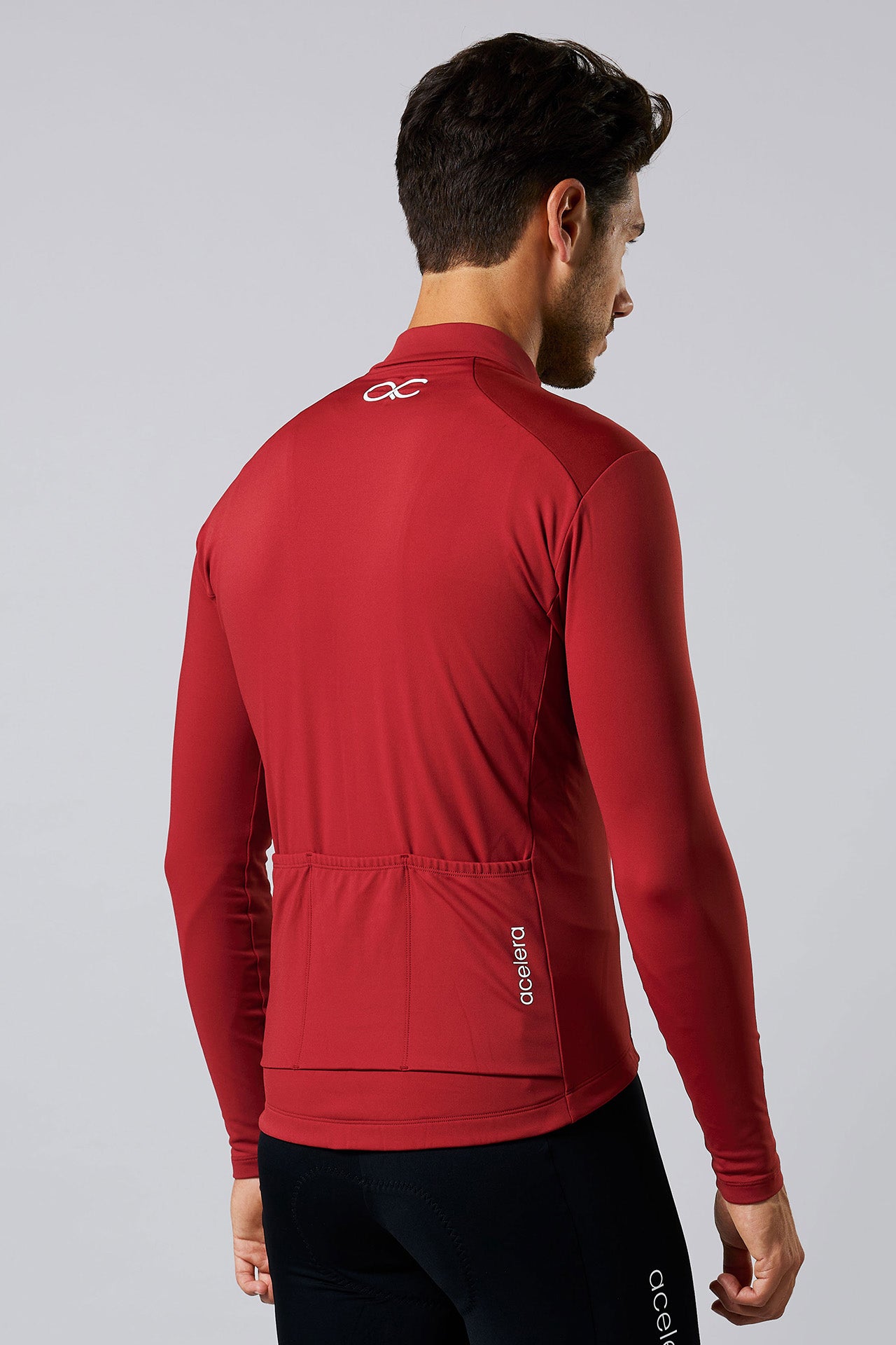 Heren Intermediate Fleeced Fietsshirt Lange Mouw Wielershirts Acelera.cc