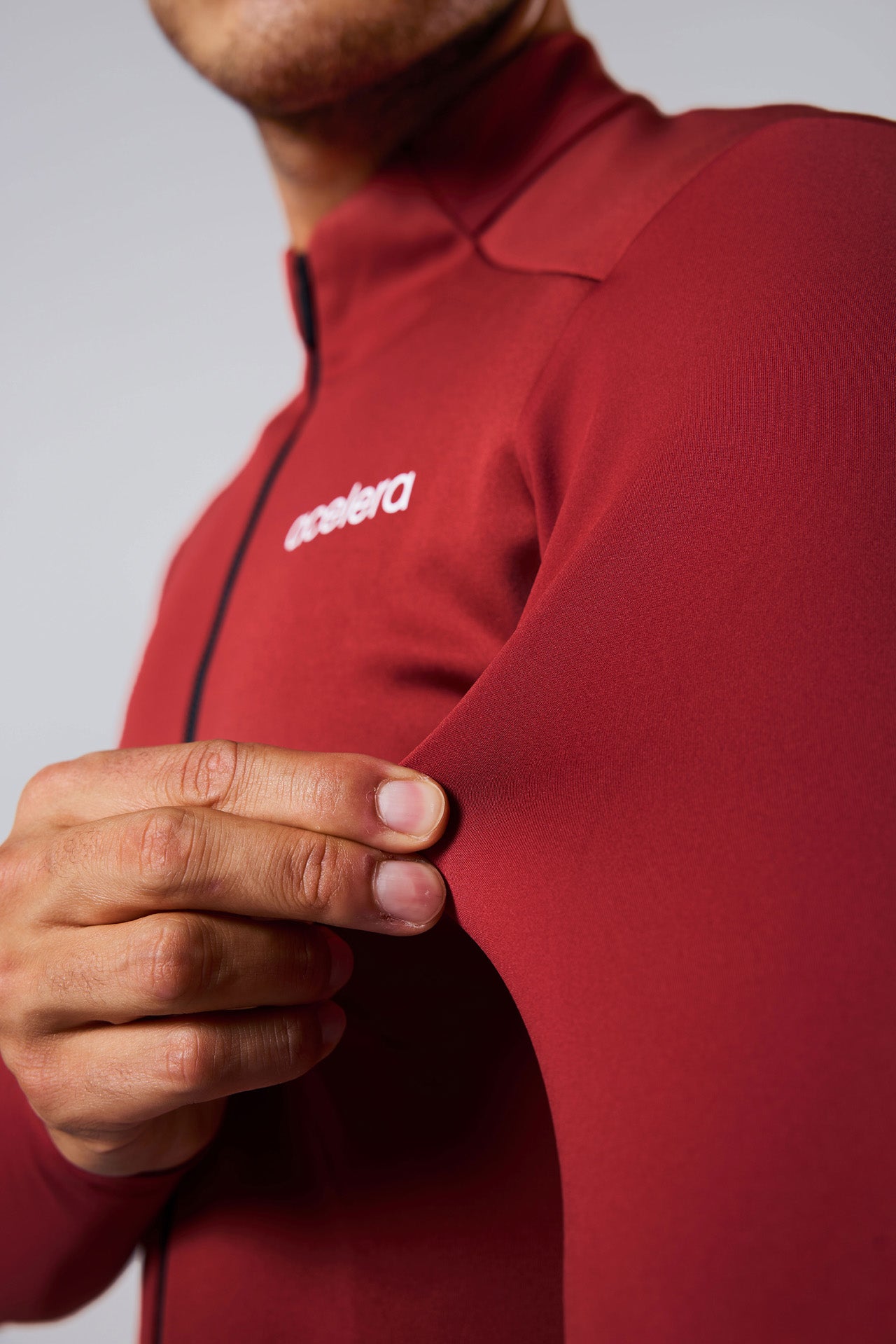 Heren Intermediate Fleeced Fietsshirt Lange Mouw Wielershirts Acelera.cc