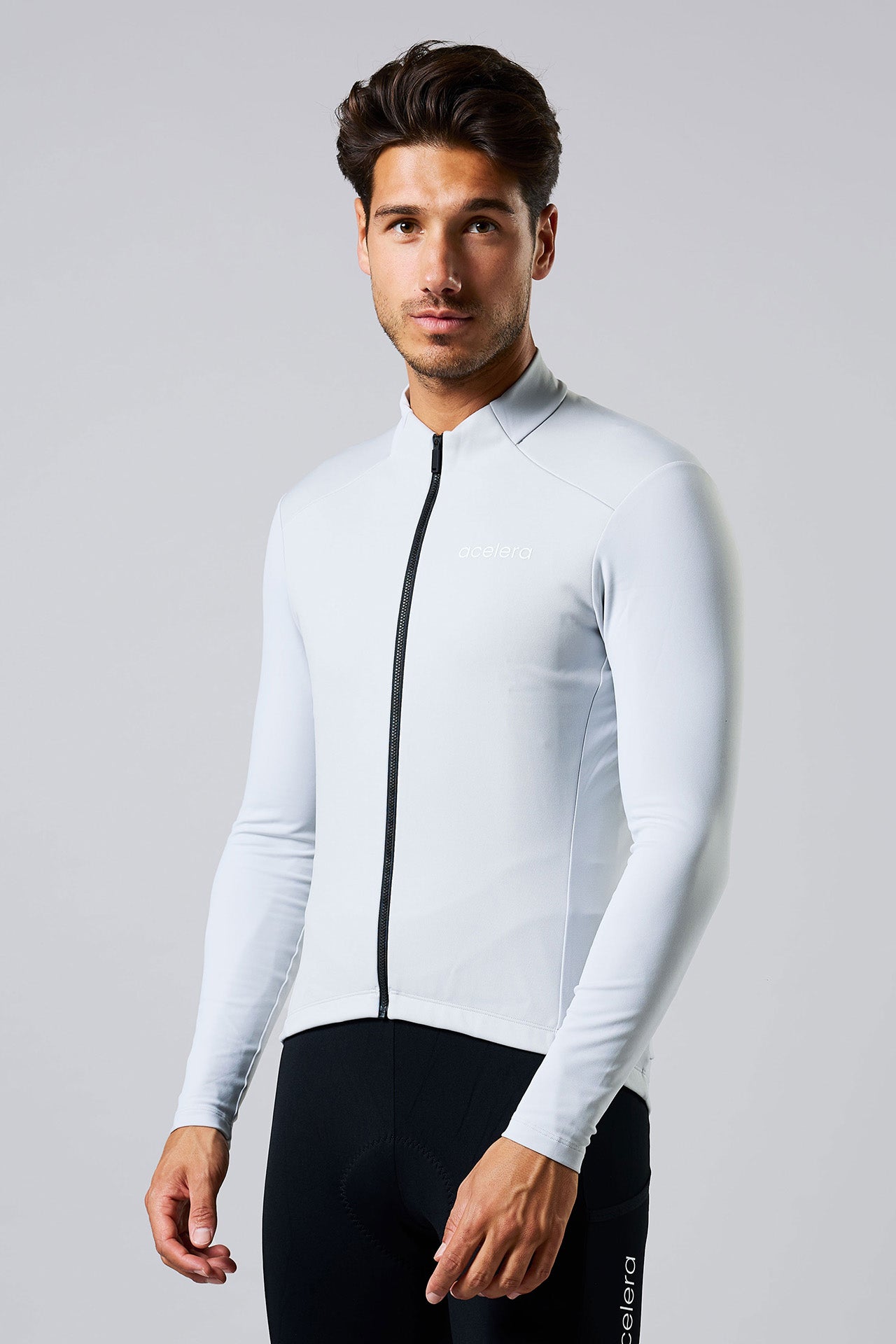 Heren Intermediate Fleeced Fietsshirt Lange Mouw Wielershirts Acelera.cc