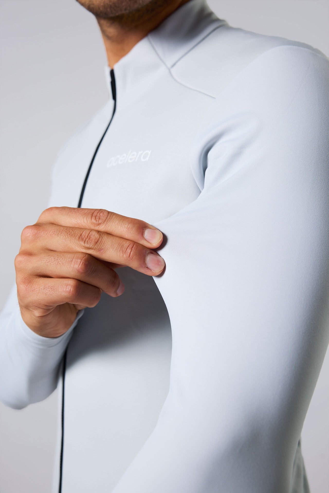 Heren Intermediate Fleeced Fietsshirt Lange Mouw Wielershirts Acelera.cc
