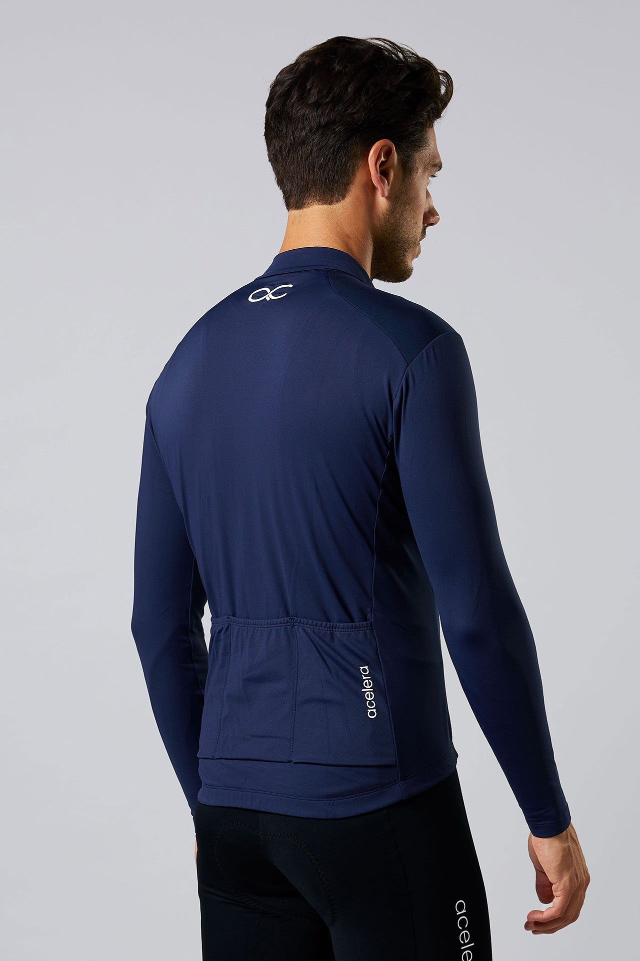 Heren Intermediate Fleeced Fietsshirt Lange Mouw Wielershirts Acelera.cc