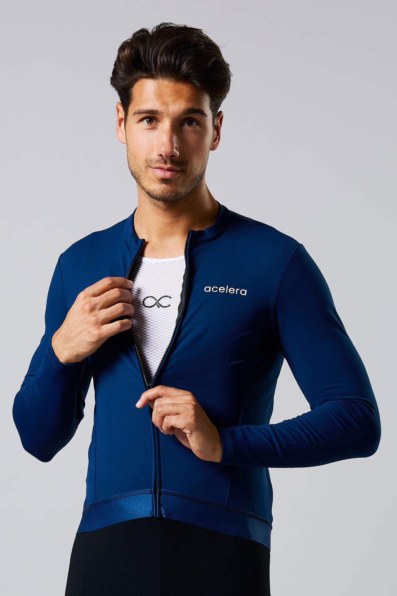 Heren Pro Fleeced Fietsshirt Lange Mouw Wielershirts Acelera.cc