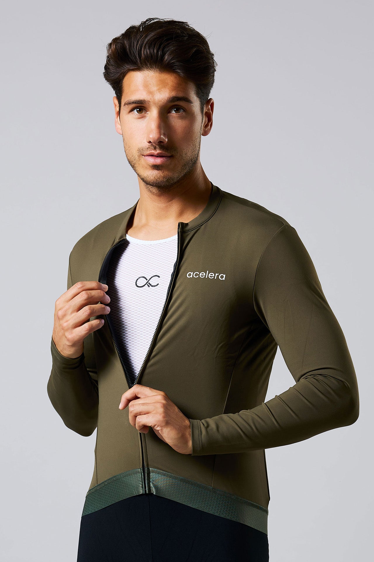 Heren Pro Fleeced Fietsshirt Lange Mouw Wielershirts Acelera.cc
