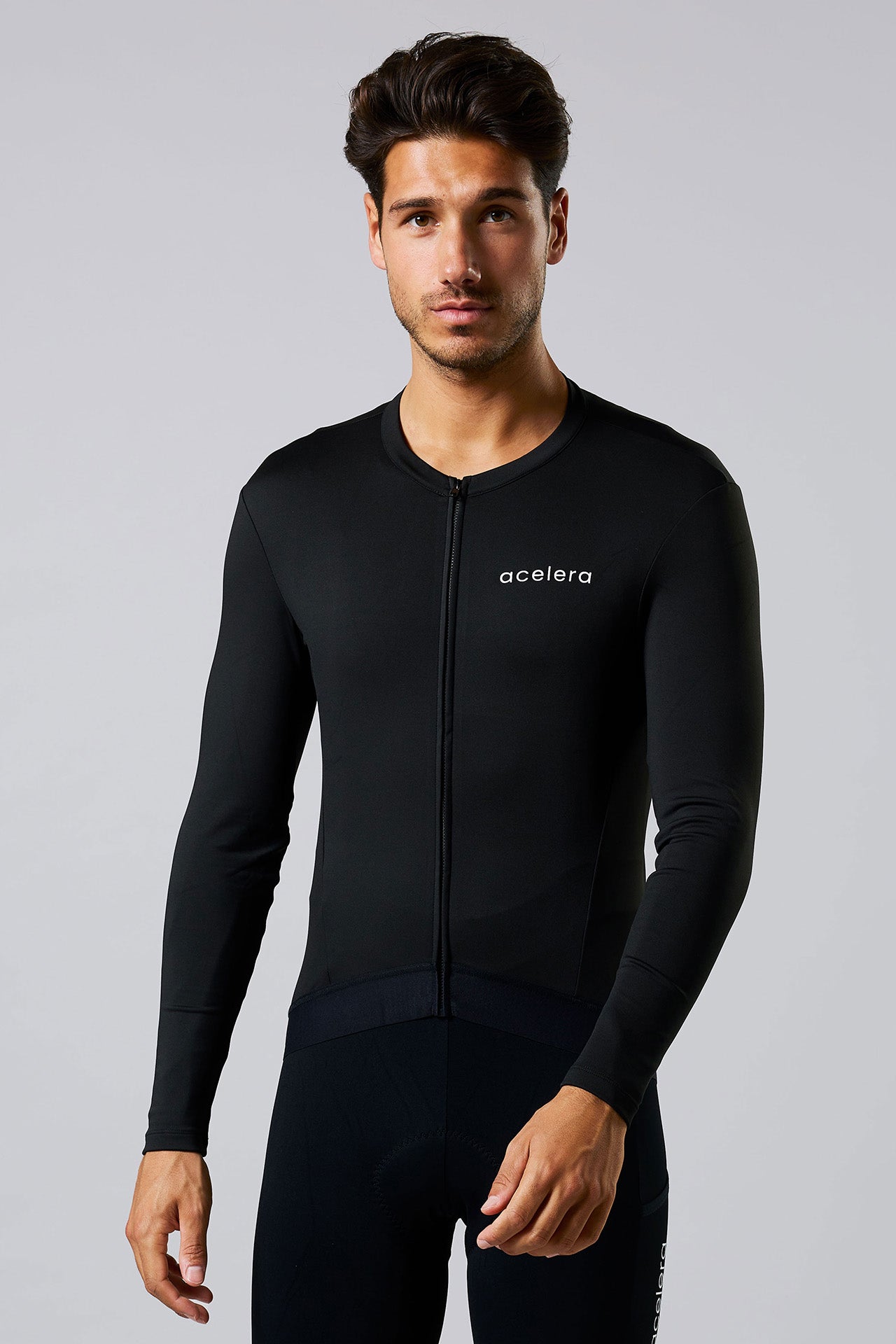 Heren Pro Fleeced Fietsshirt Lange Mouw Wielershirts Acelera.cc