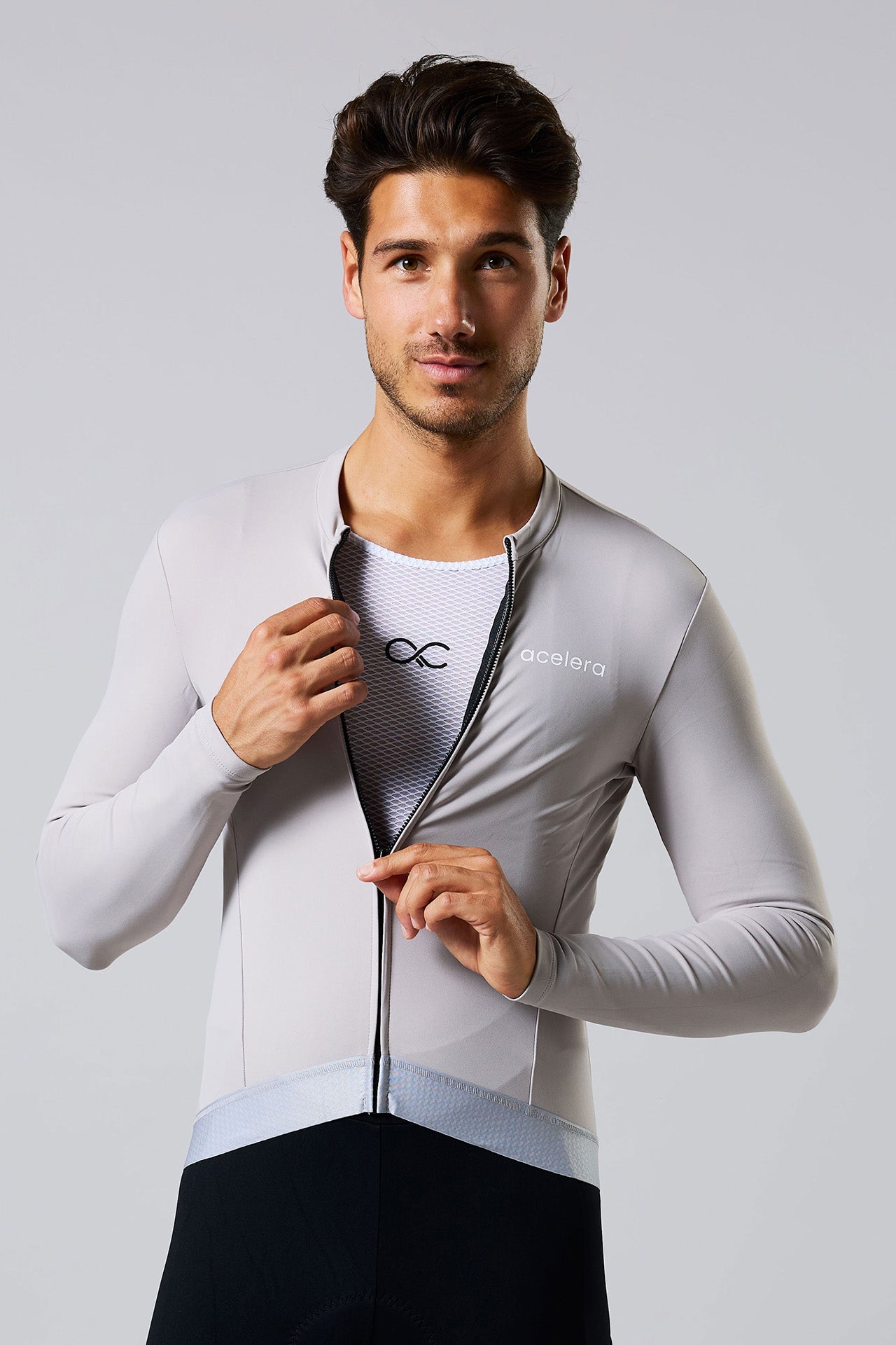 Heren Pro Fleeced Fietsshirt Lange Mouw Wielershirts Acelera.cc
