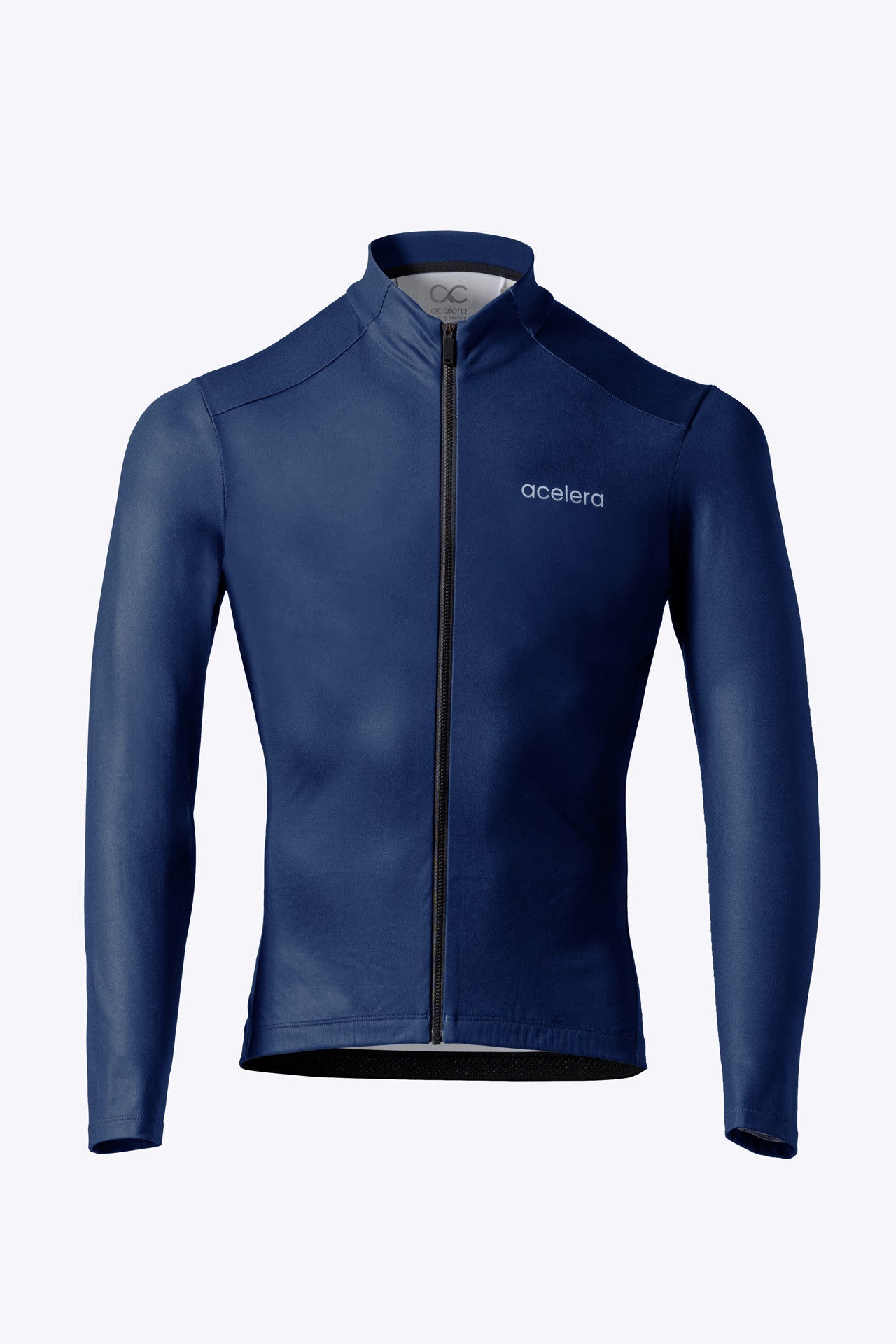Heren Intermediate Fleeced Fietsshirt Lange Mouw Wielershirts Acelera.cc Navy Blue S