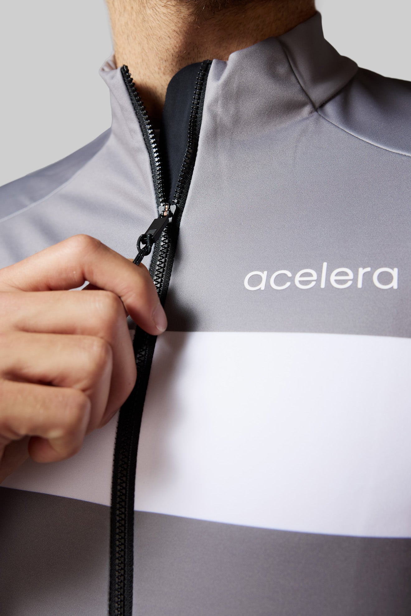 Heren Intermediate Fleeced Fietsshirt Lange Mouw Wielershirts Acelera.cc