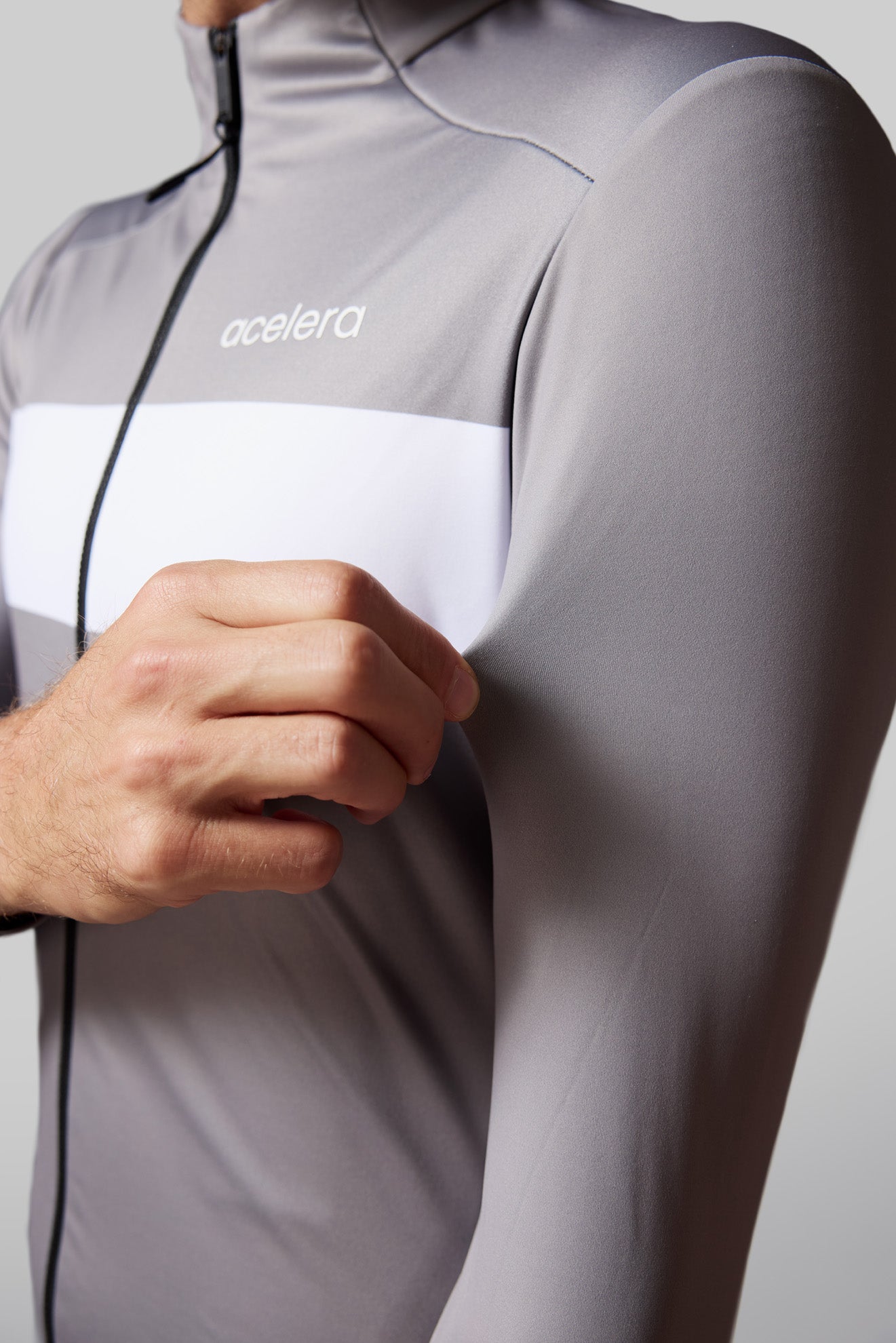 Heren Intermediate Fleeced Fietsshirt Lange Mouw Wielershirts Acelera.cc