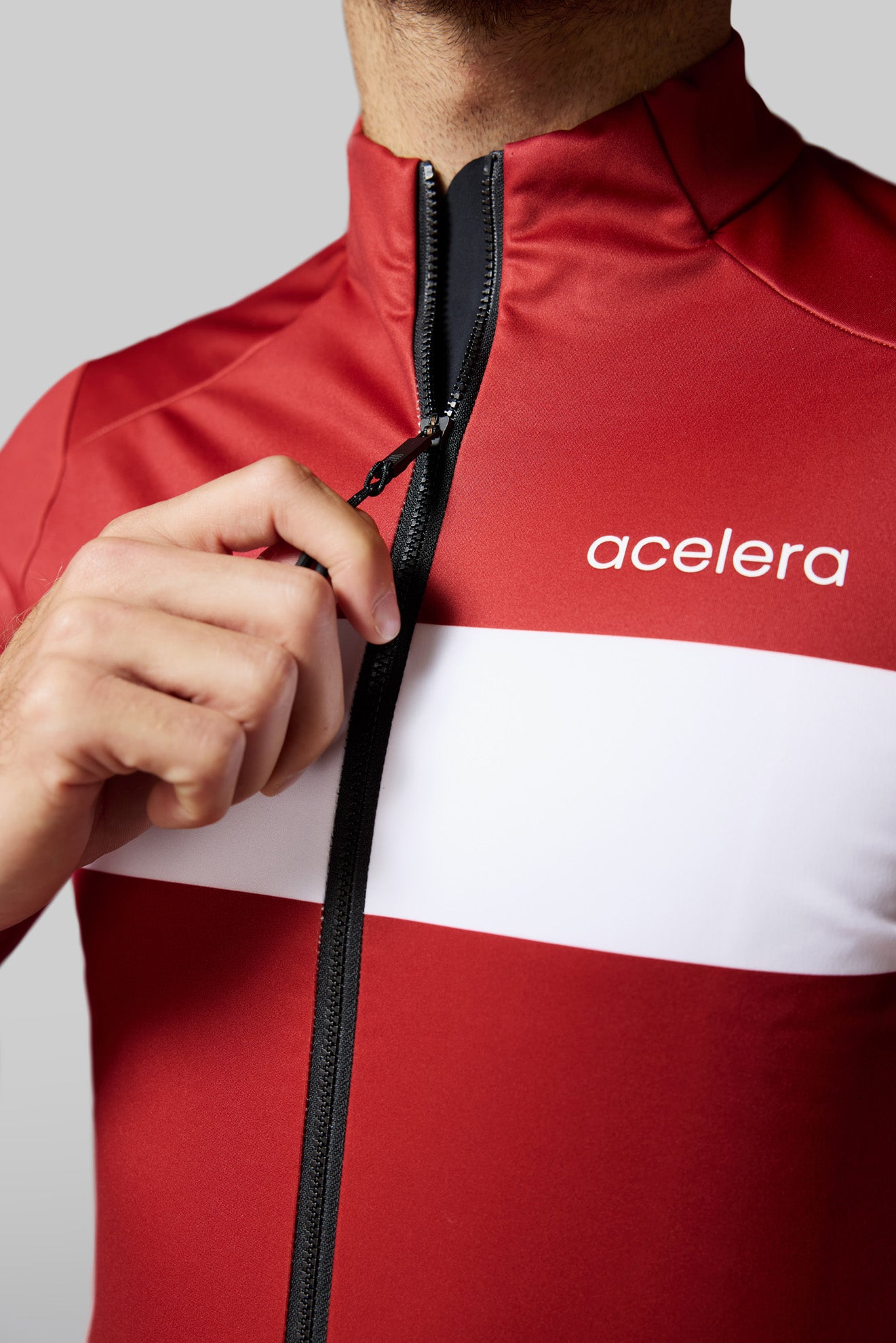 Heren Intermediate Fleeced Fietsshirt Lange Mouw Wielershirts Acelera.cc