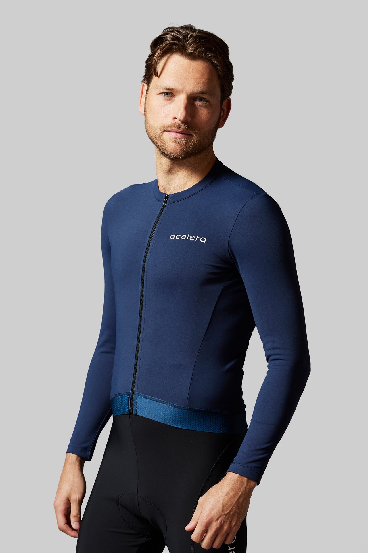 Heren Pro Fleeced Fietsshirt Lange Mouw Wielershirts Acelera.cc