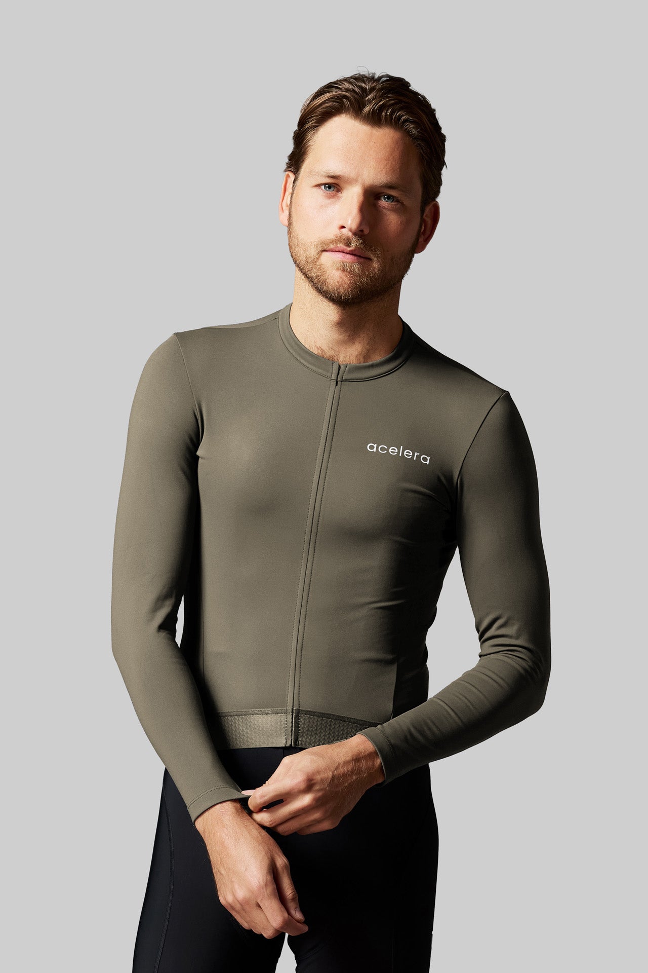 Heren Pro Fleeced Fietsshirt Lange Mouw Wielershirts Acelera.cc