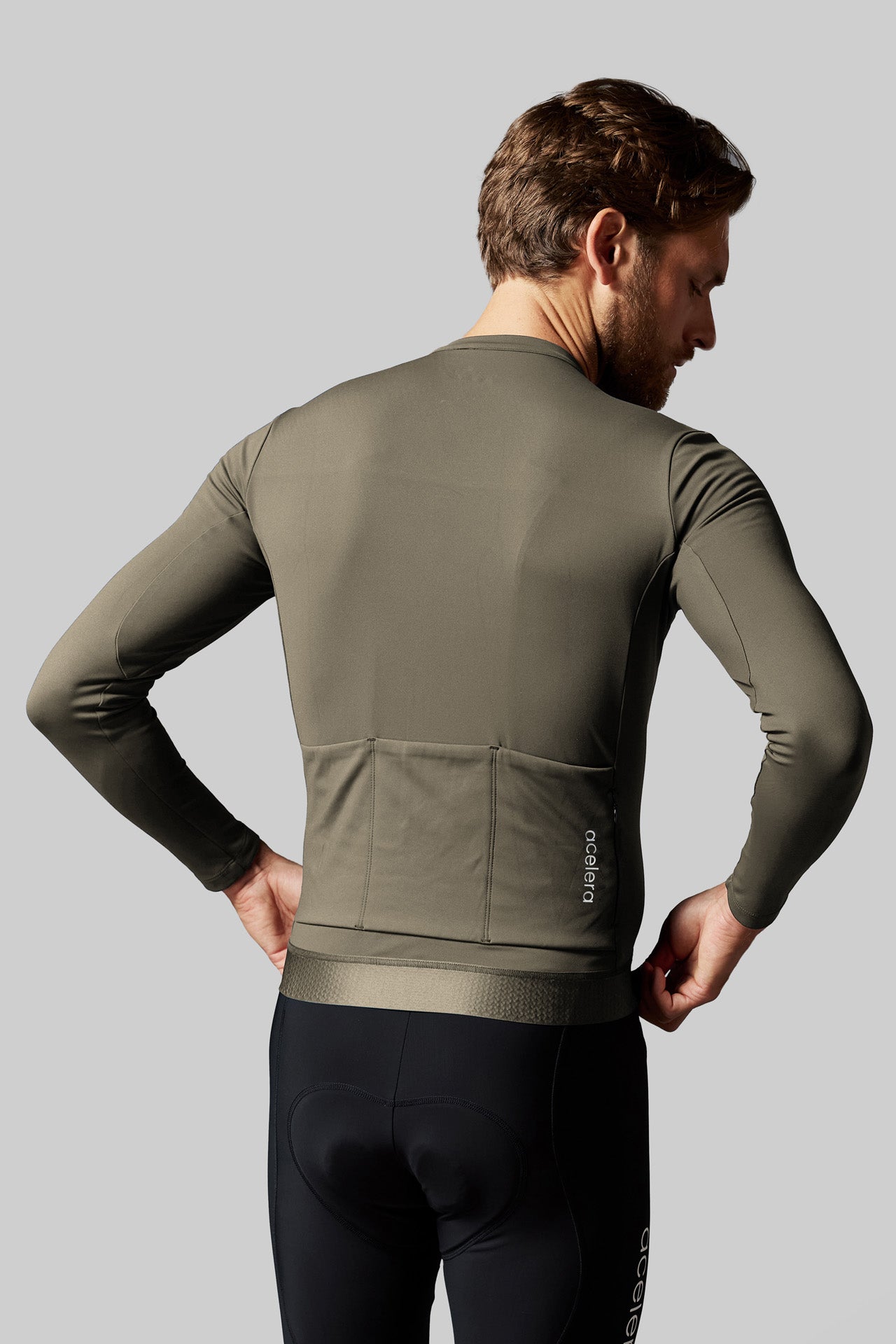 Heren Pro Fleeced Fietsshirt Lange Mouw Wielershirts Acelera.cc