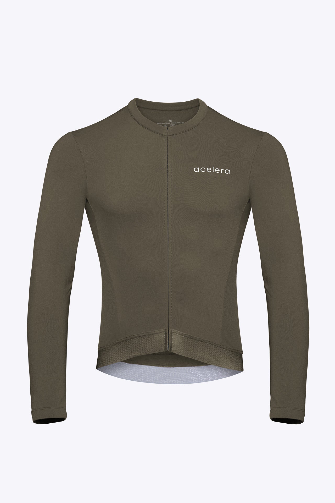 Heren Pro Fleeced Fietsshirt Lange Mouw Wielershirts Acelera.cc Green Smoke S