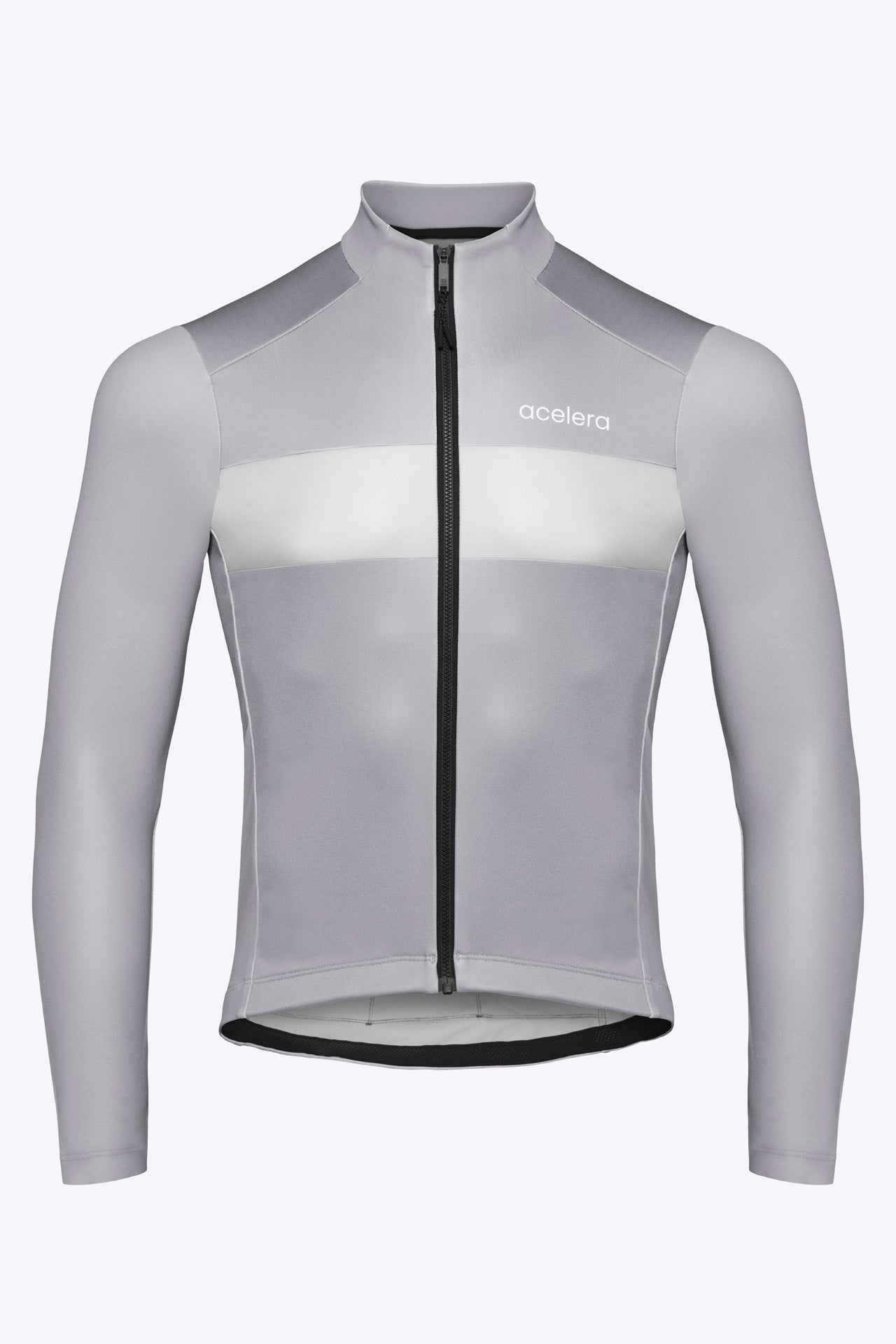 Heren Intermediate Fleeced Fietsshirt Lange Mouw Wielershirts Acelera.cc Ash Grey S