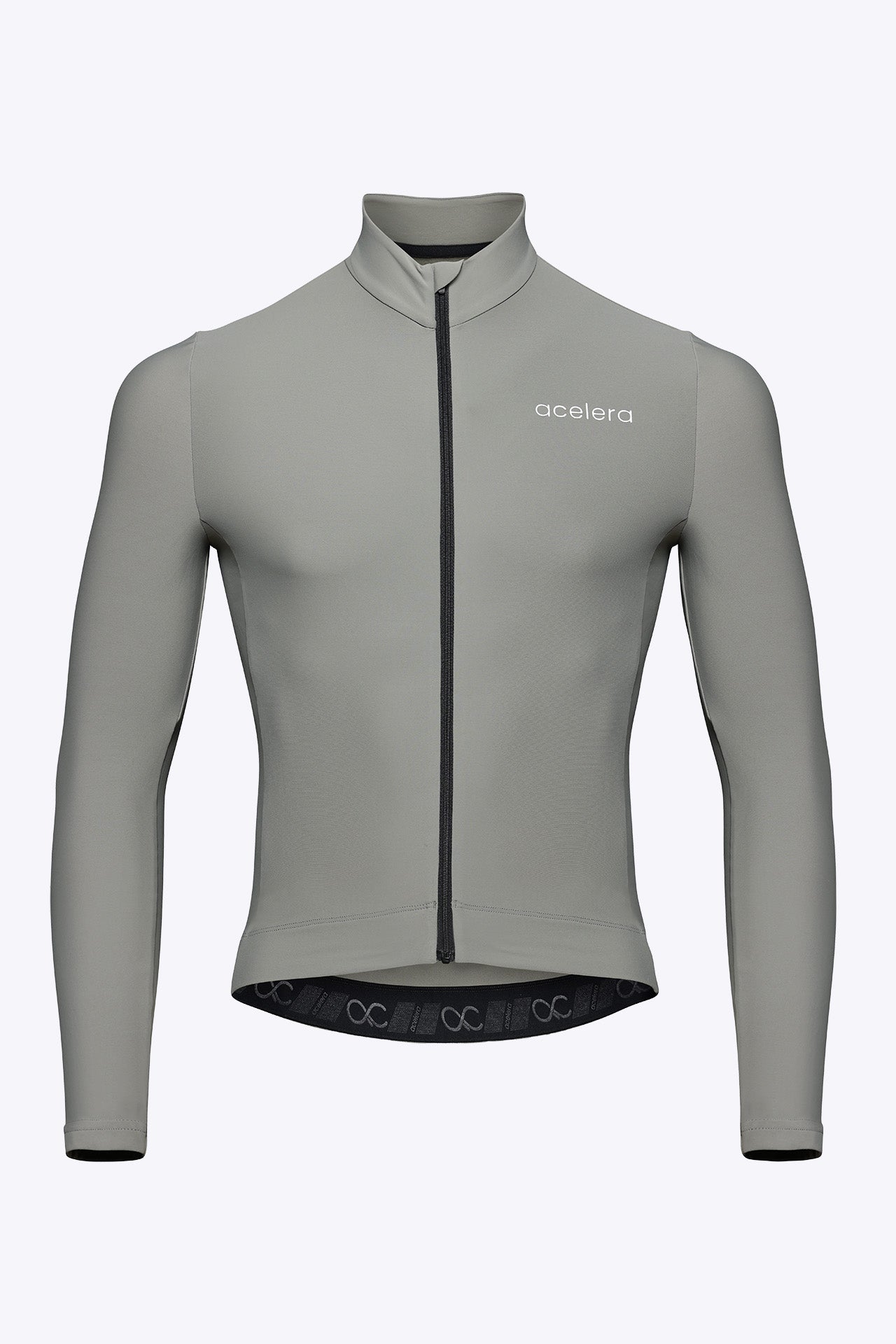 Heren Pro Fietsshirt Lange Mouw Lined Wielershirts Acelera.cc Gray S