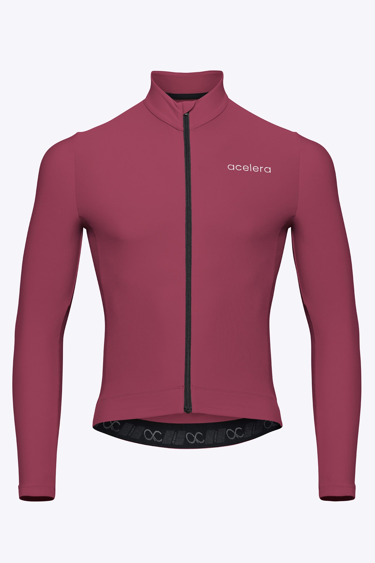 Heren Pro Fietsshirt Lange Mouw Lined Wielershirts Acelera.cc Cherry Red S