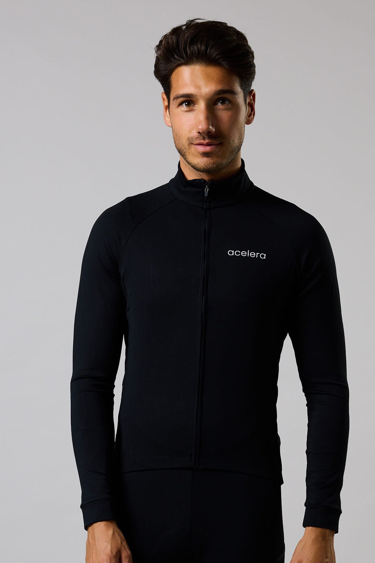 Heren Essential Fietsshirt Lange Mouw Thermo Fleece Wielershirts Acelera.cc