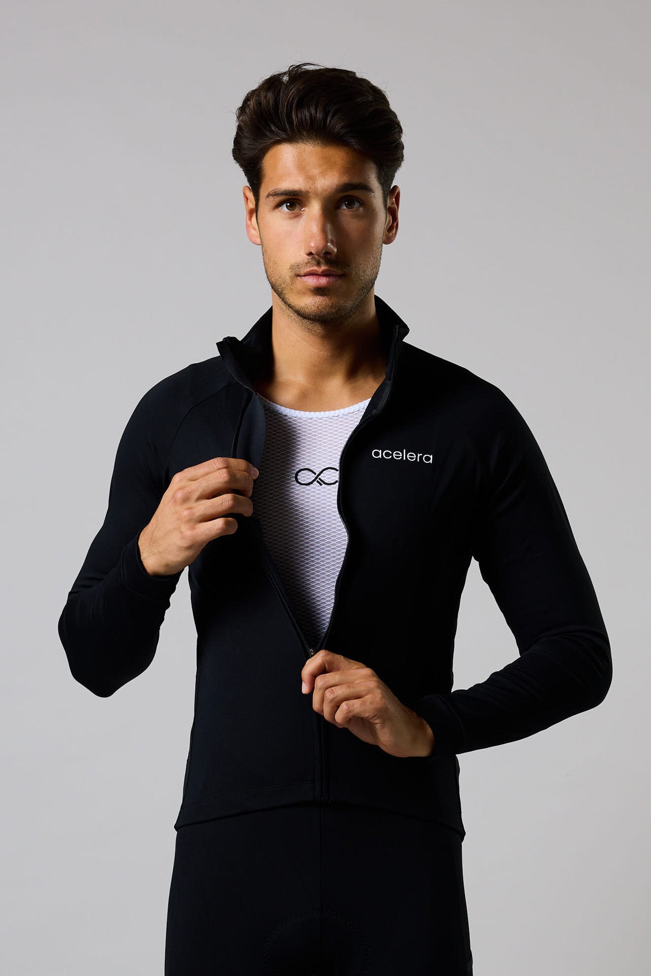 Heren Essential Fietsshirt Lange Mouw Thermo Fleece Wielershirts Acelera.cc