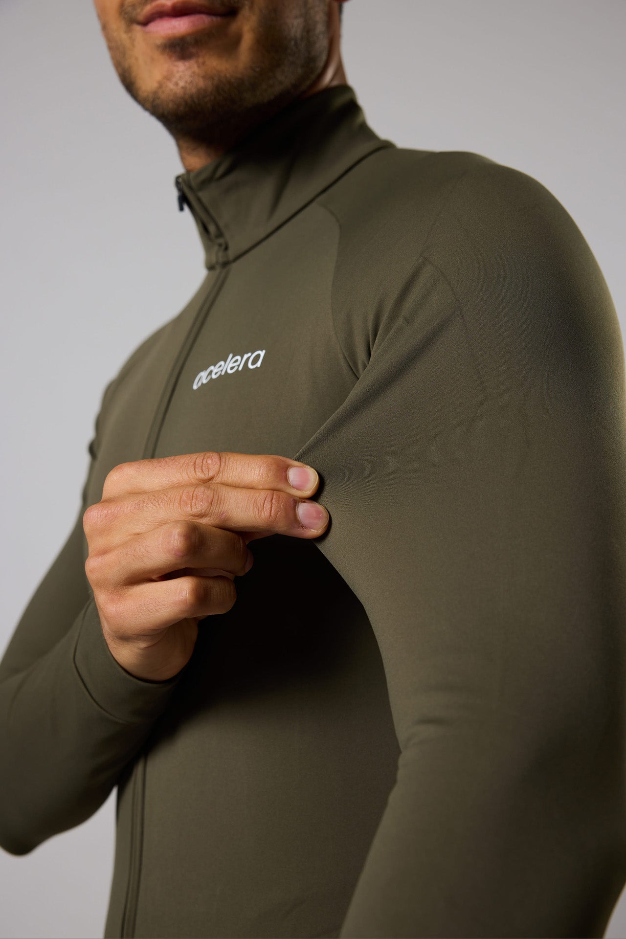 Heren Essential Fietsshirt Lange Mouw Thermo Fleece Wielershirts Acelera.cc