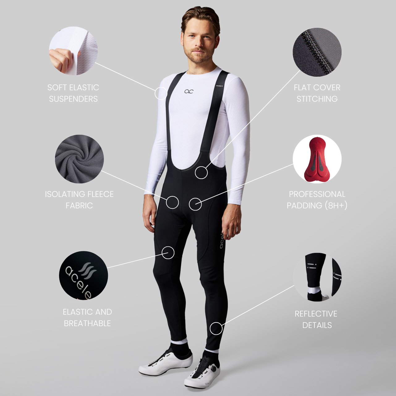 Heren Pro Fietsbroek Lang Wielerbroeken Acelera.cc