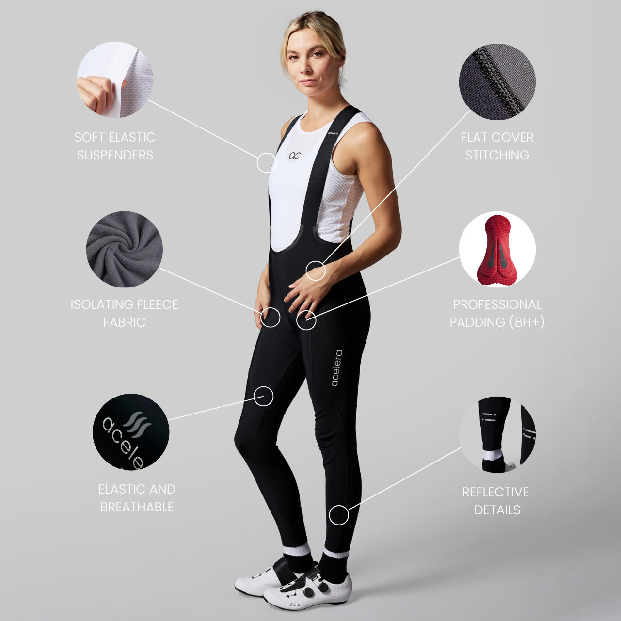 Dames Pro Fietsbroek Lang Wielerbroeken Acelera.cc