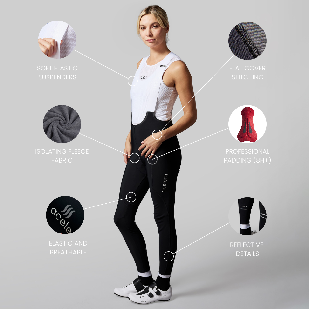 Dames Pro Fietsbroek Lang Wielerbroeken Acelera.cc