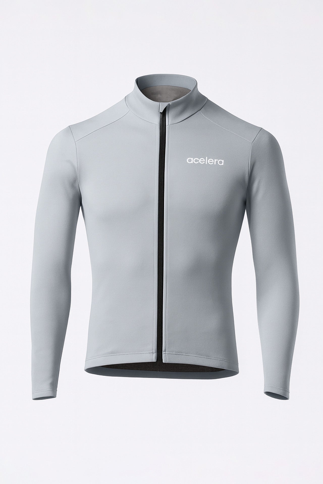 Heren Intermediate Fleeced Fietsshirt Lange Mouw Wielershirts Acelera.cc Ash Grey S
