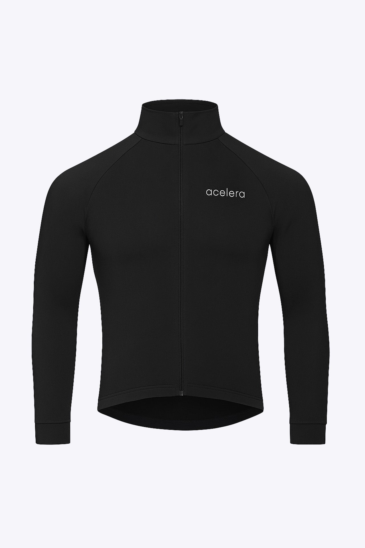 Heren Essential Fietsshirt Lange Mouw Thermo Fleece Wielershirts Acelera.cc Black S