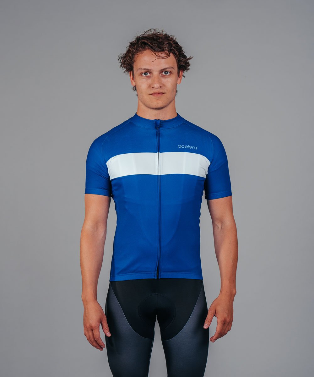 Heren Essential Fietsshirt Blauw Wielershirts Acelera.cc S