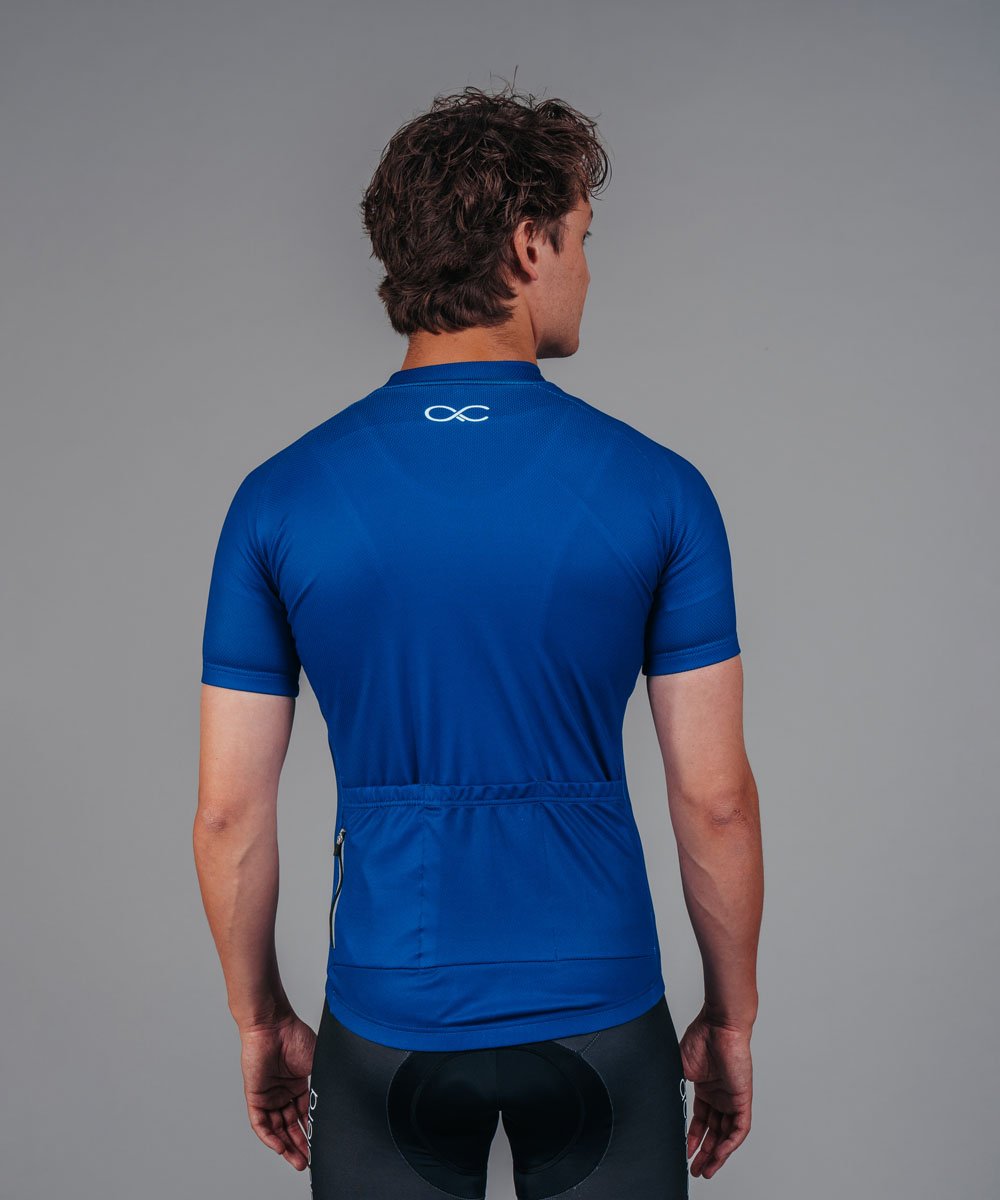 Heren Essential Fietsshirt Blauw Wielershirts Acelera.cc