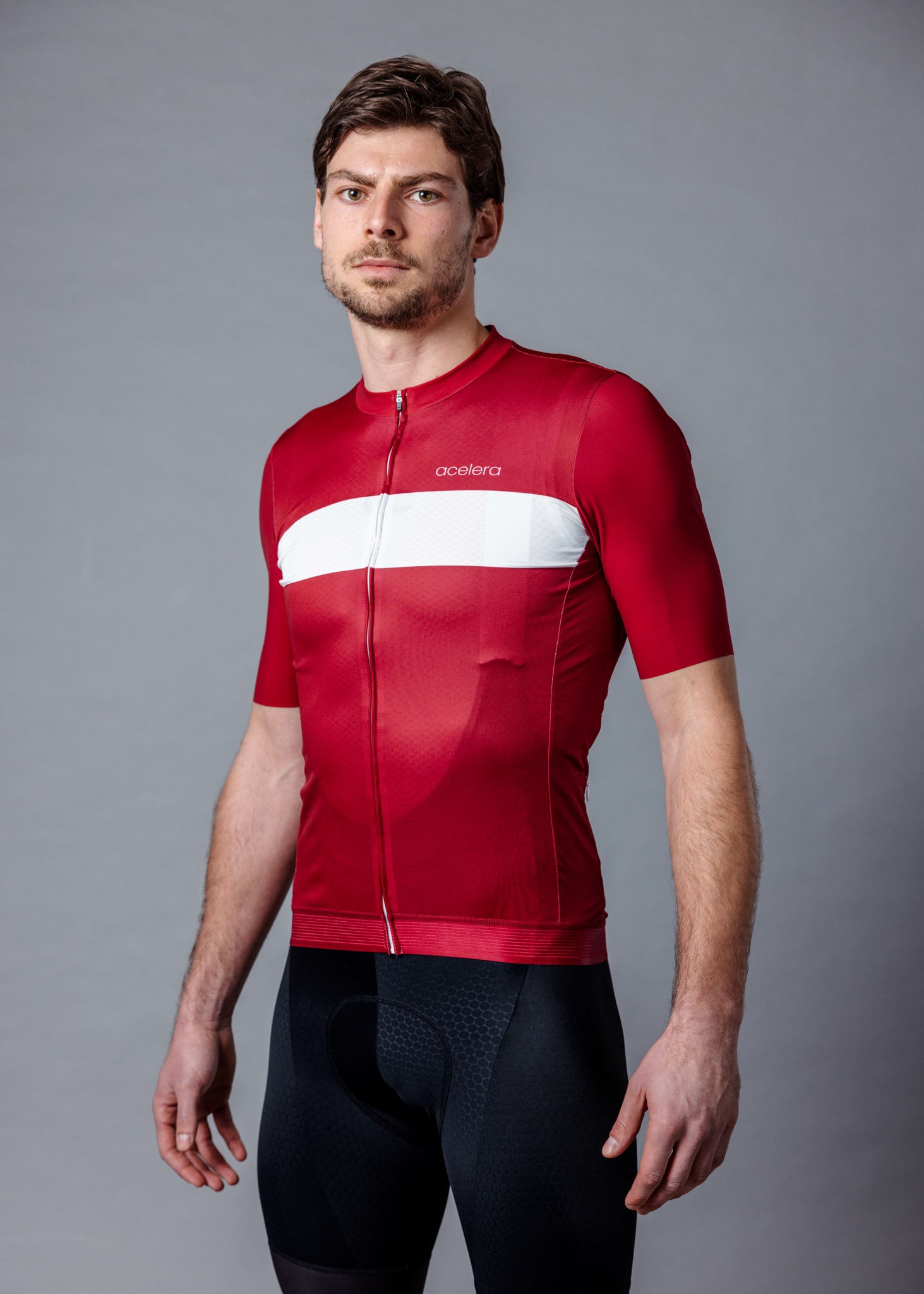 Professional Wielershirt Rood korte mouw Wielershirts Acelera.cc
