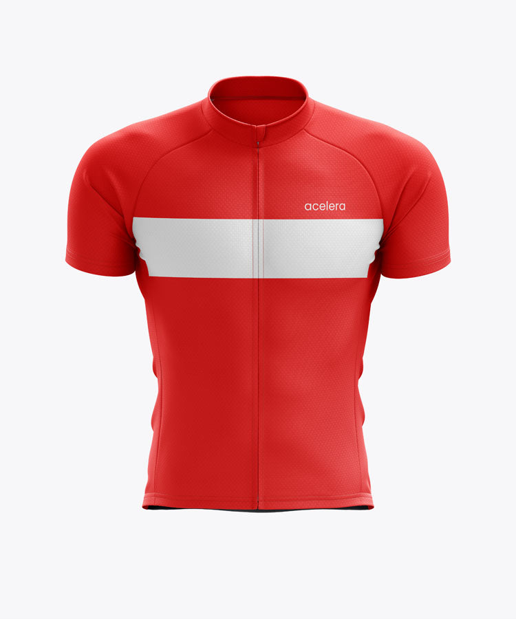 Heren Essential Fietsshirt Rood Wielershirts Acelera.cc