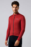 Acelera Men Intermediate Maglia da ciclismo termica a manica lunga - Burgundy Red Vista frontale #Color_Burgundy Red