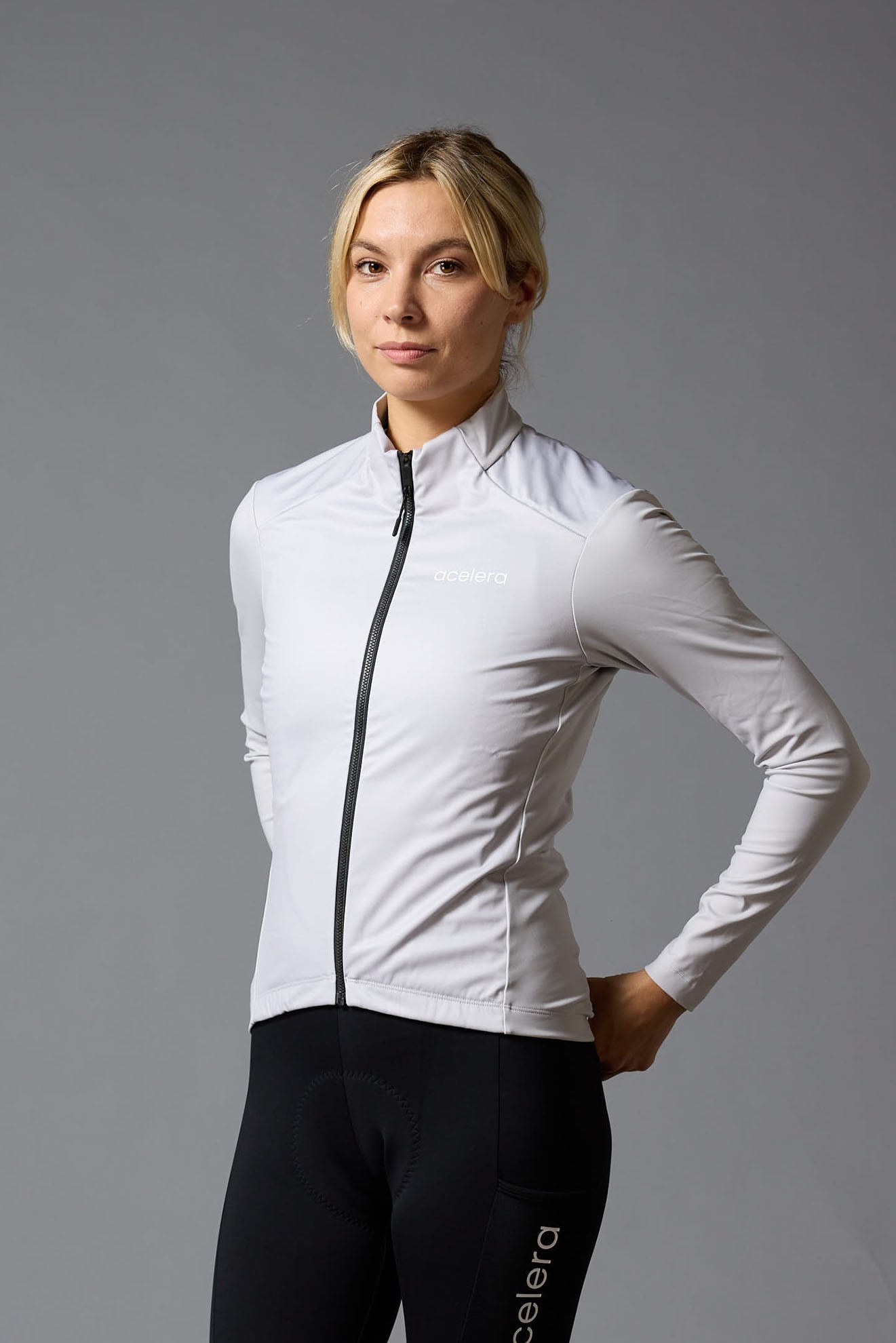 Women Fleeced Long Sleeve Light Grey