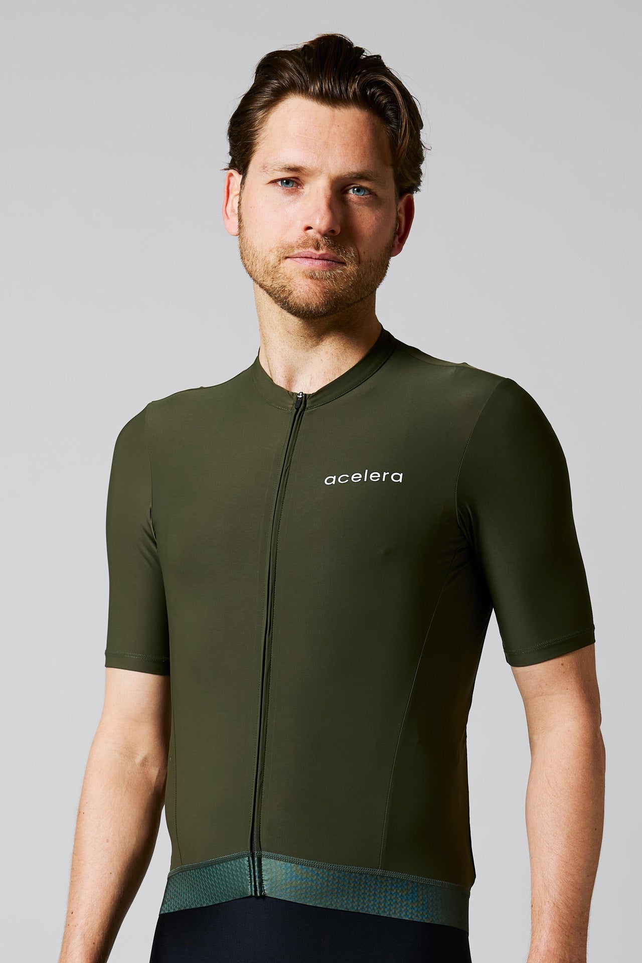 Heren Intermediate Fietsshirt Korte Mouw Wielershirts Acelera.cc Dark Green S