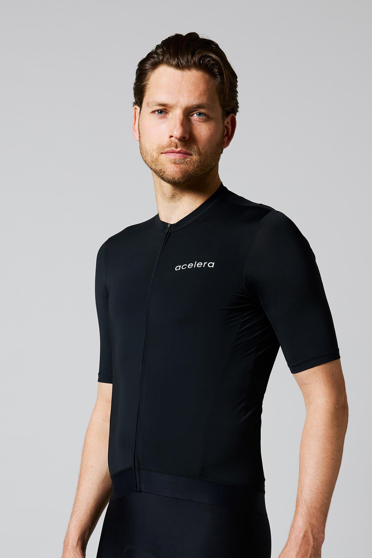 Heren Intermediate Fietsshirt Korte Mouw Wielershirts Acelera.cc Black S