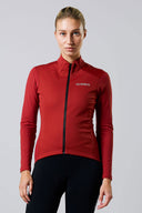 Acelera Women Intermediate Fleeced cykeljakke - Burgundy Red forfra #Color_Burgundy Red