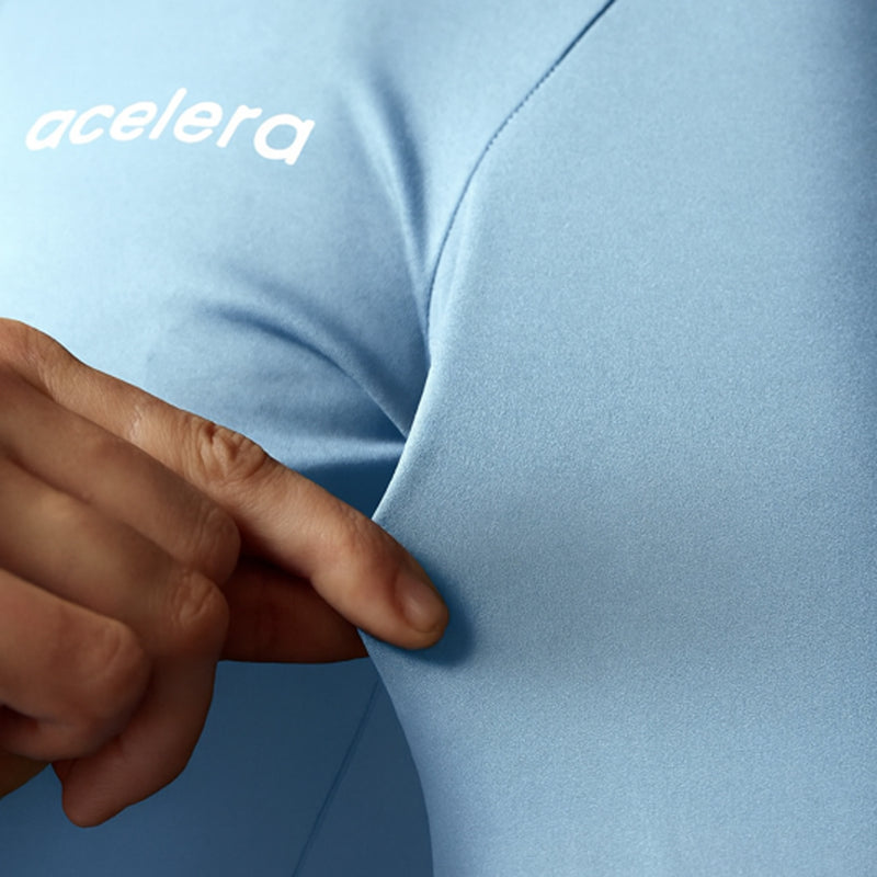 Acelera Dames Pro Fleeced Fietsshirt Lange Mouw - Light Blue Detail #Color_Light Blue