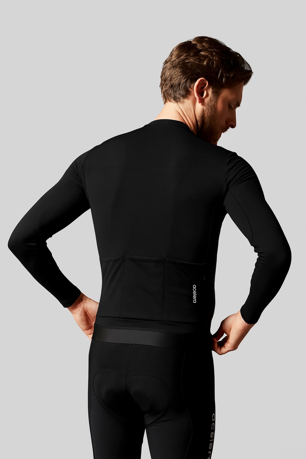 Heren Pro Fleeced Fietsshirt Lange Mouw Wielershirts Acelera.cc
