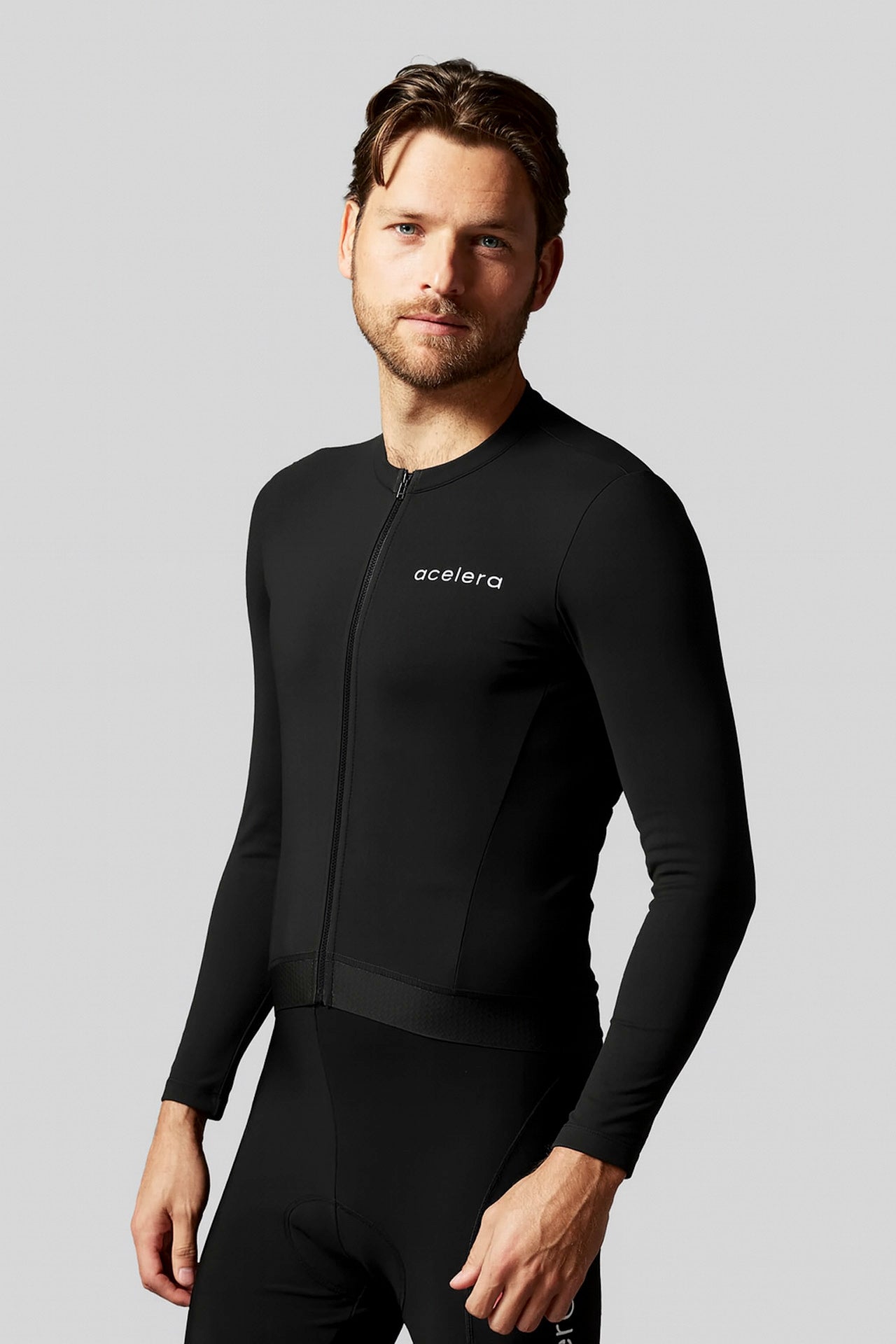 Heren Pro Fleeced Fietsshirt Lange Mouw Wielershirts Acelera.cc