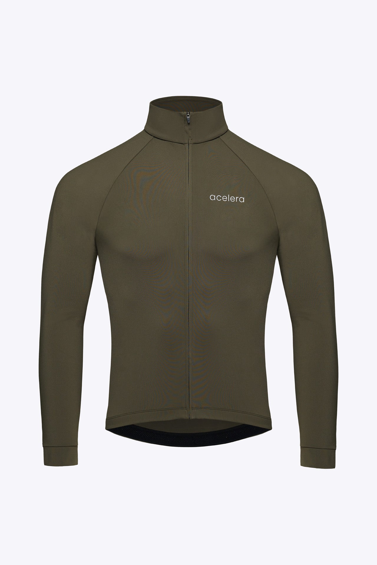 Heren Essential Fietsshirt Lange Mouw Thermo Fleece Wielershirts Acelera.cc Olive Green S