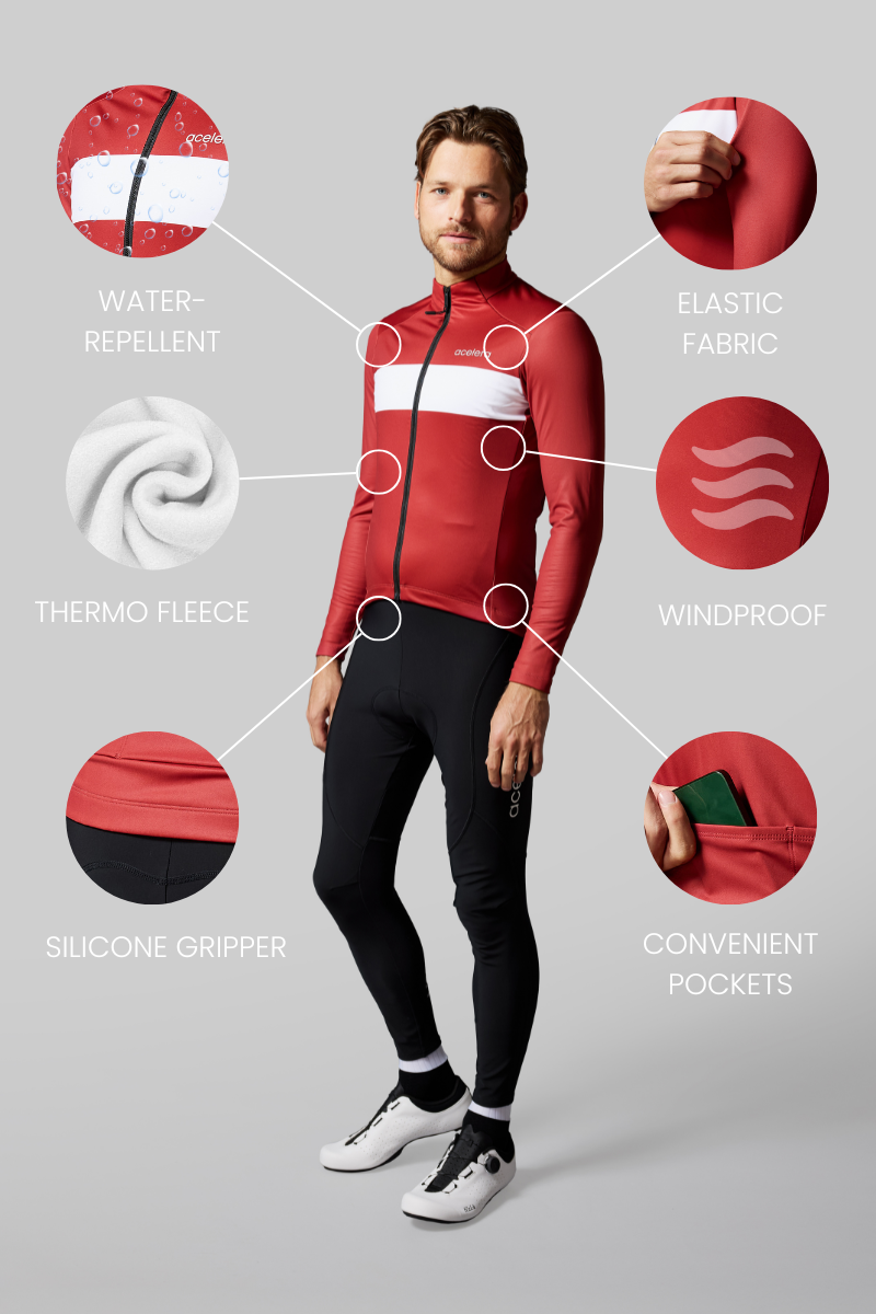 Intermediate Fleeced Long Sleeve Jersey Burgundy Red Men