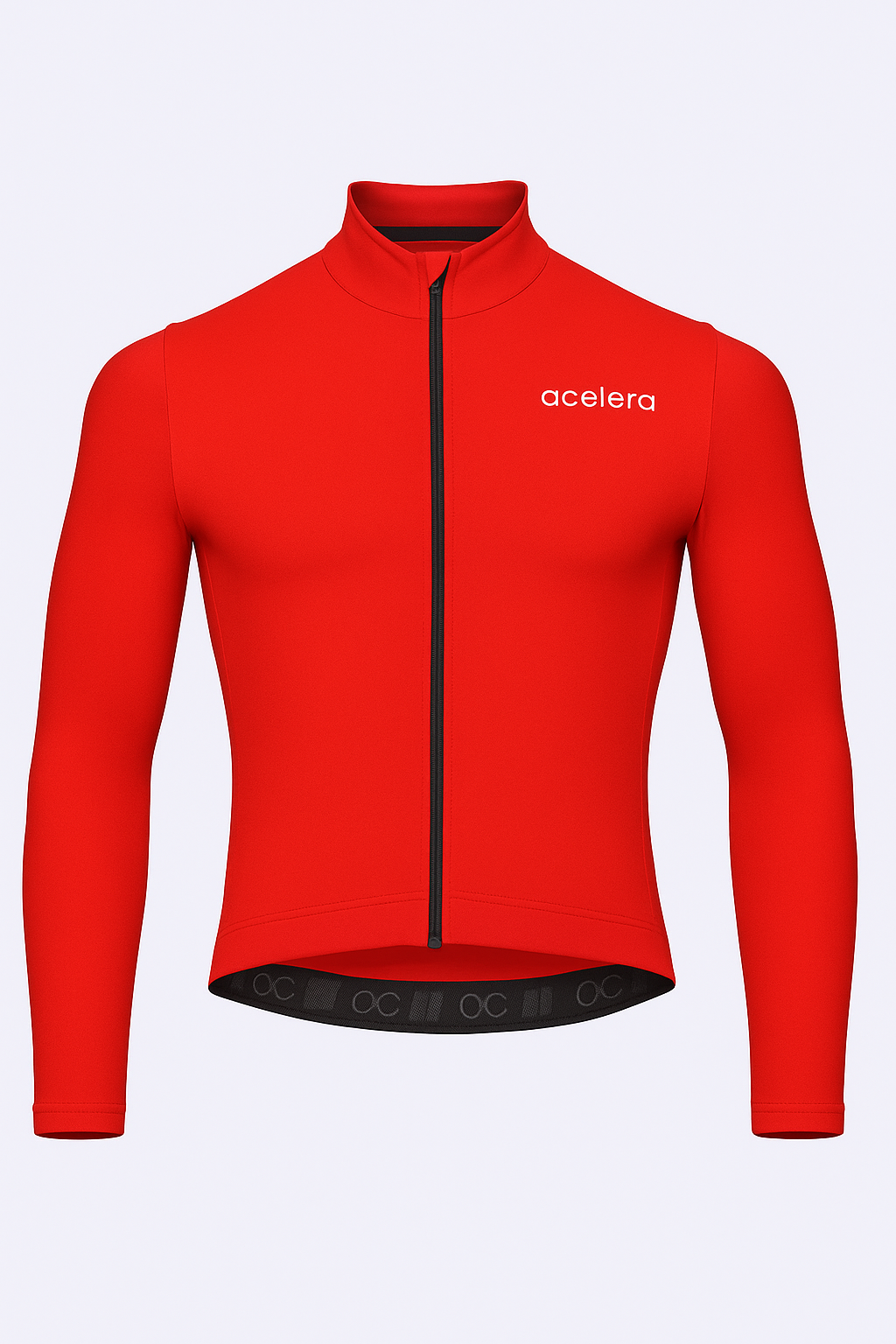 Heren Pro Fietsshirt Lange Mouw Lined Wielershirts Acelera.cc Chili Red S