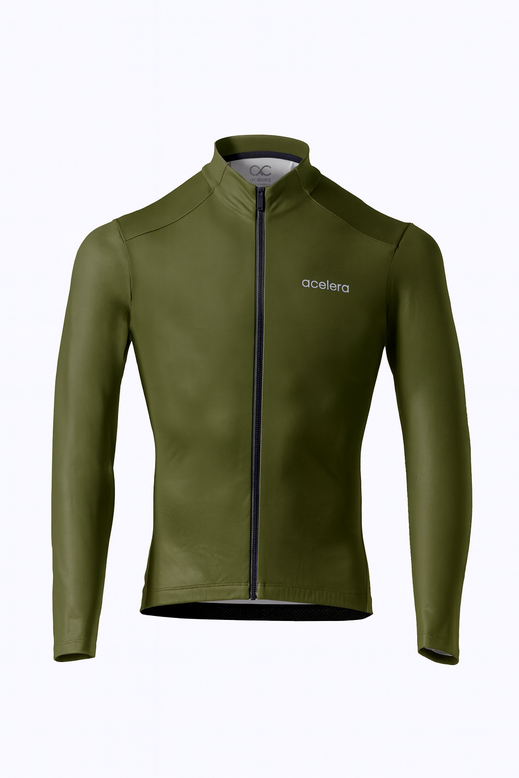 Heren Essential Fietsshirt Lange Mouw Thermo Fleece Wielershirts Acelera.cc Olive Green S