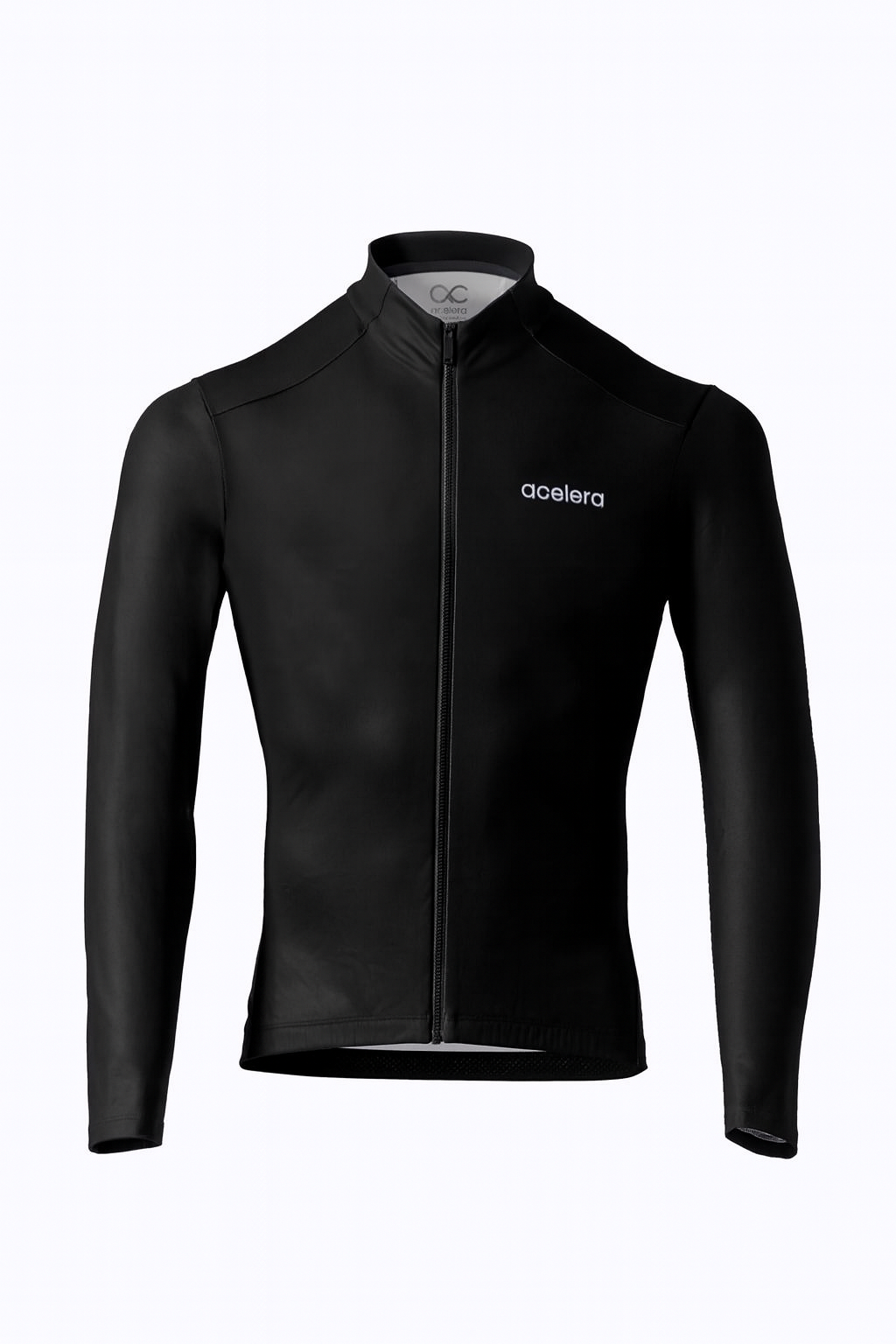Heren Essential Fietsshirt Lange Mouw Thermo Fleece Wielershirts Acelera.cc Black S